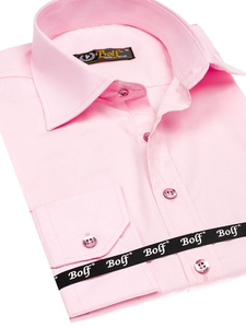 Camisa elegante rosa de manga larga para hombre Bolf 1703