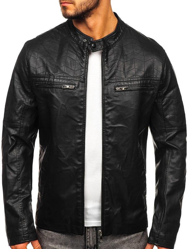 Chaqueta de cuero para hombre negro Bolf 1130