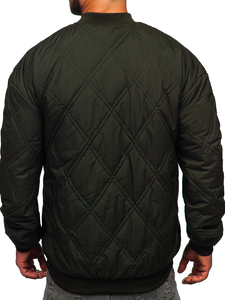 Chaqueta acolchada de béisbol bomber de entretiempo para hombre caqui Bolf 84M3020