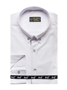Camisa elegante de manga larga para hombre blanco Bolf 3713