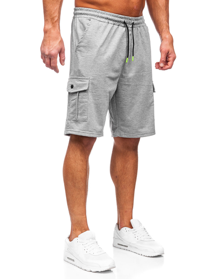 Pantalón corto de chándal cargo para hombre gris Bolf 8K218