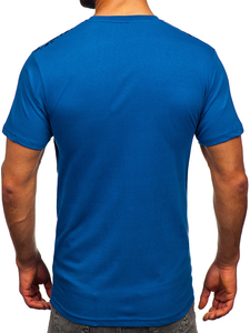 Camiseta algodón de manga corta con impresión para hombre azul Bolf 14720
