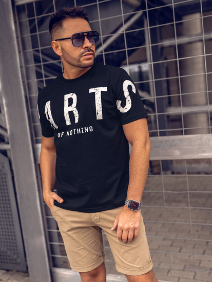 Camiseta de manga corta con impresión para hombre negro Bolf 1180A