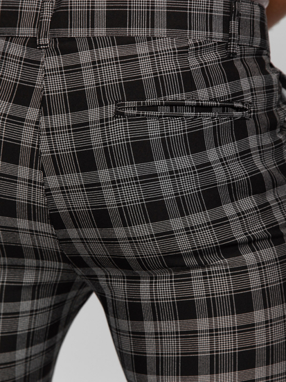 Pantalón chinos a cuadros de tela para hombre negro Bolf 184175