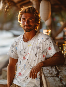 Camiseta de hombre de algodón blanca con estampado Bolf 1150A2