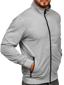 Sudadera abierta de cuello alto para hombre gris Bolf B229