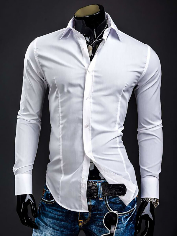 Camisa elegante blanca de manga larga para hombre Bolf 1703A