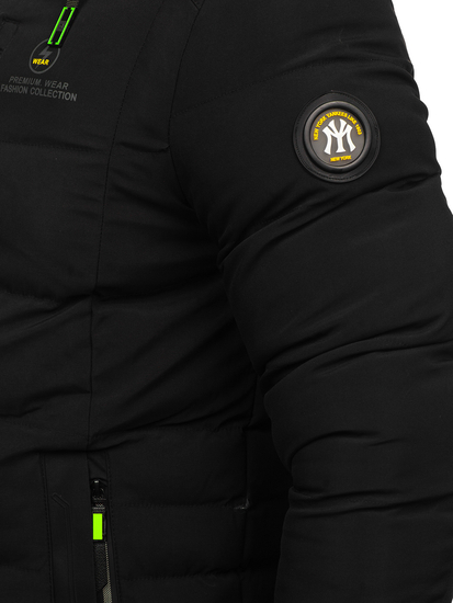 Chaqueta larga acolchada de invierno para hombre negro Bolf 22M57