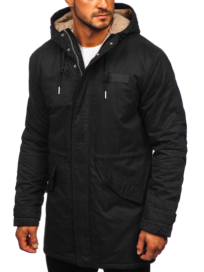 Chaqueta de invierno parka para hombre negro Bolf EX838