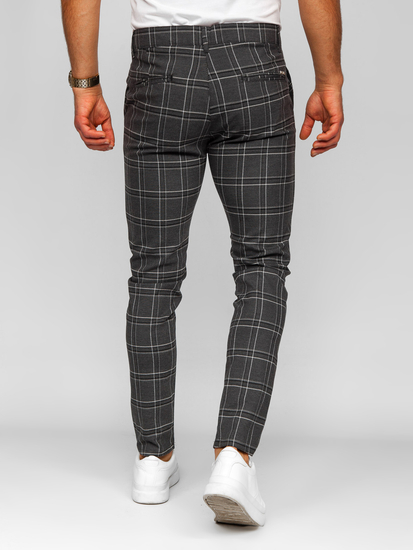 Pantalón chinos a cuadros de tela para hombre grafito Bolf 184168