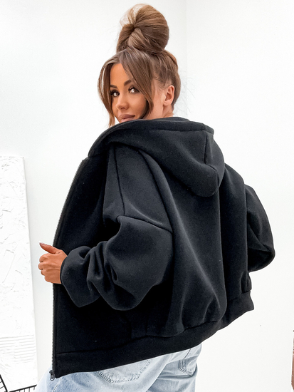 Sudadera con capucha y cuello de mariposa para mujer negra Bolf 821112