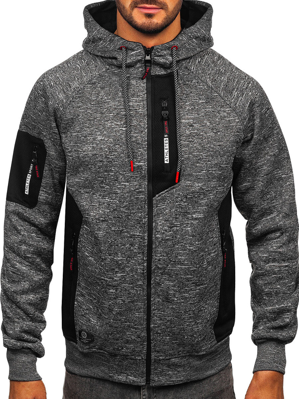 Sudadera con capucha forrada para hombre antracita Bolf TC1306