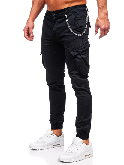 Pantalón jogger de tela cargo para hombre negro Bolf SK850