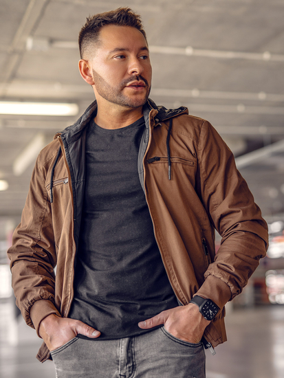 Chaqueta algodón de entretiempo para hombre marrón Bolf 84M3010A