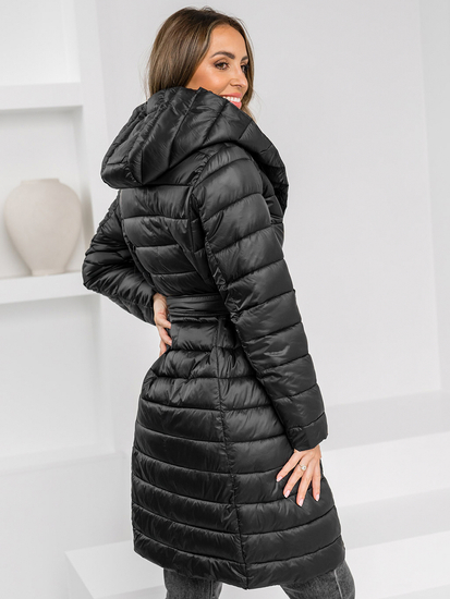 Abrigo largo de invierno acolchado con capucha para mujer color negro Bolf 5M3159A
