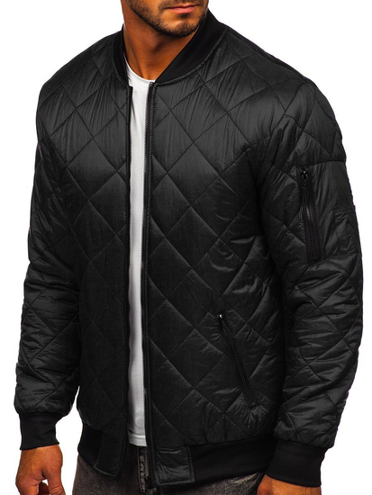 Chaqueta acolchada de entretiempo bomber para hombre negro Bolf MY-01A