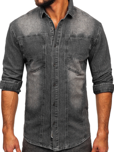 Camisa vaquera de manga larga para hombre grafito Bolf MC712G