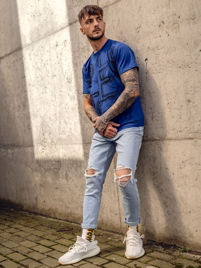 Camiseta de hombre azul con estampado Bolf KS2525TA