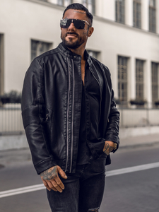 Chaqueta de cuero para hombre negro Bolf 1073B
