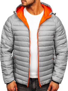 Chaqueta acolchada de entretiempo con capucha para hombre color gris Denley 13022