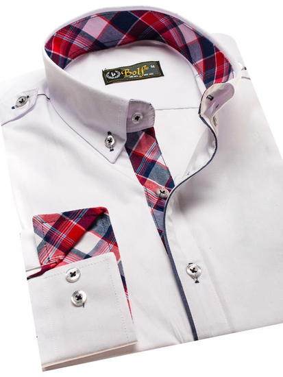Camisa elegante de manga larga para hombre blanca Bolf 1758