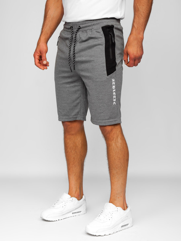 Pantalón corto deportivo para hombre gris y negro Bolf Q3874