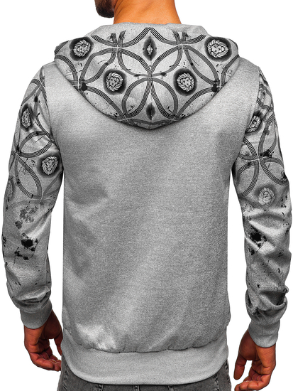 Sudadera abierta con capucha para hombre gris Bolf 27B8122