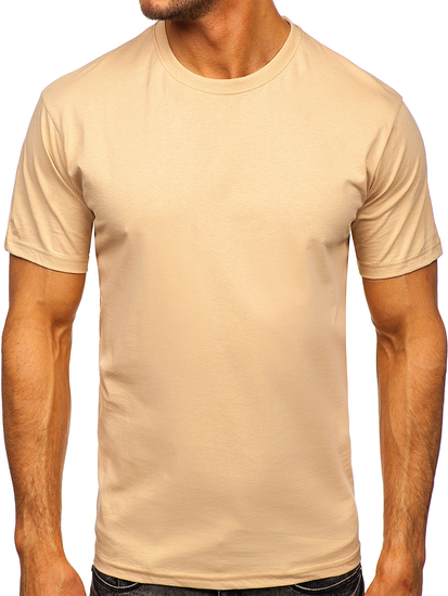 Camiseta de algodón beige lisa para hombre Bolf 192397