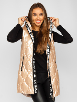 Chaleco acolchado largo para mujer beige Bolf B8103