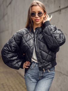 Chaqueta bomber acolchada para mujer negro Bolf J9089