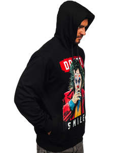 Sudadera con capucha e impresión para hombre negro Bolf 6384