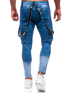 Pantalón vaquero cargo para hombre azul oscuro Bolf TF118