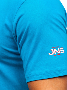 Camiseta algodón de manga corta para hombre azul turquesa Bolf 14741