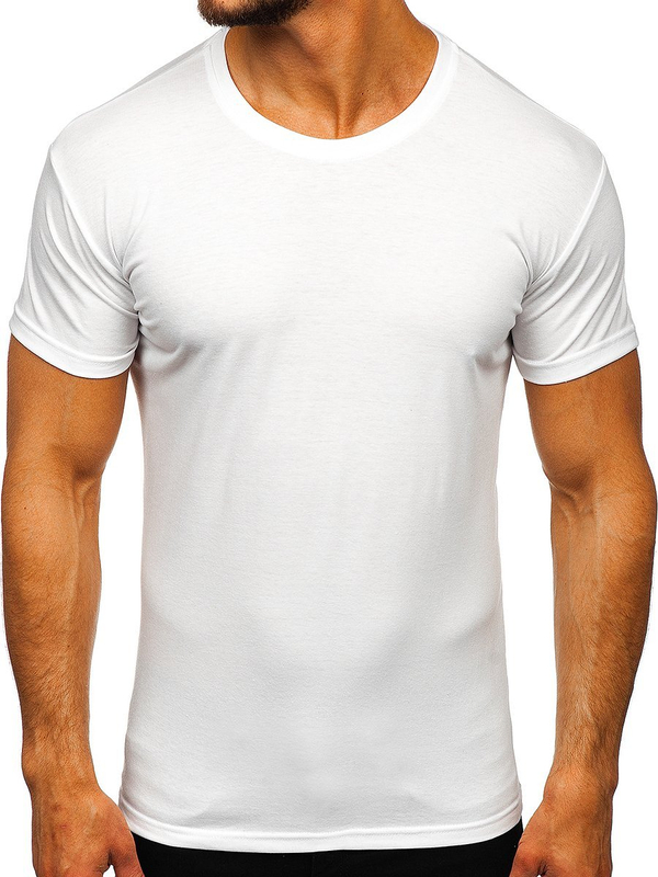 Camiseta de manga corta sin impresión para hombre blanca Bolf 2005