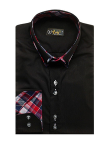 Camisa de manga larga elegante para hombre negra Bolf 2712