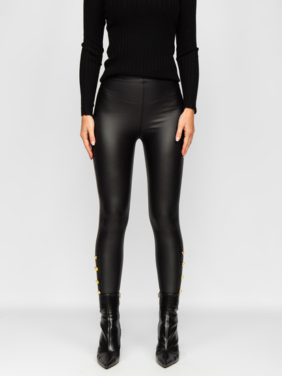 Leggings de cuero ecológico para mujer negro Bolf J52970
