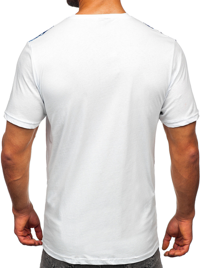 Camiseta algodón de manga corta con impresión para hombre blanco Bolf 14718