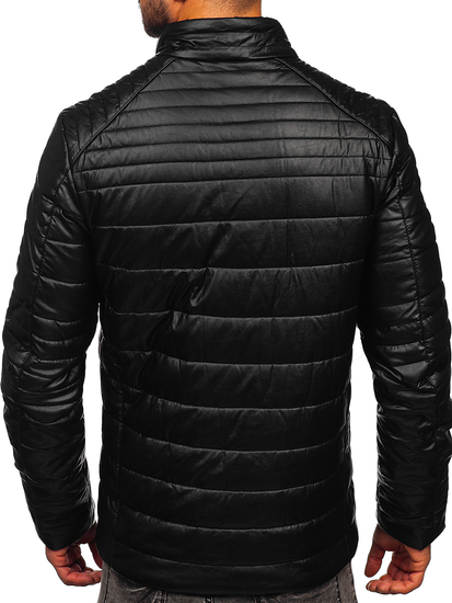 Chaqueta biker de cuero para hombre negro Bolf EX950