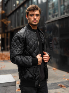 Chaqueta acolchada de entretiempo bomber para hombre negro Bolf MY-01A2