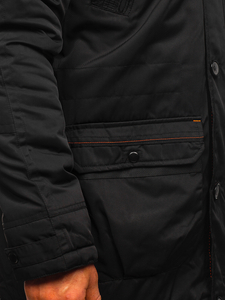 Chaqueta de invierno parka para hombre negra Bolf 1067