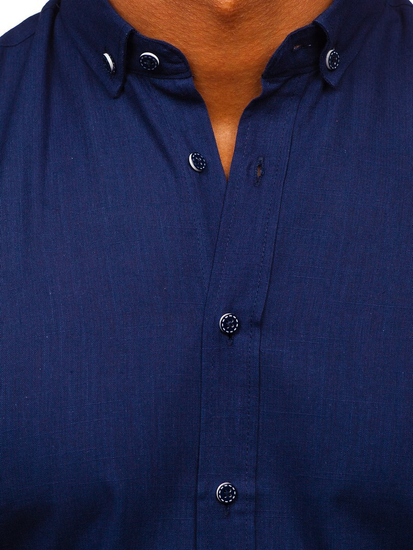 Camisa de manga corta para hombre azul oscuro Bolf 20501