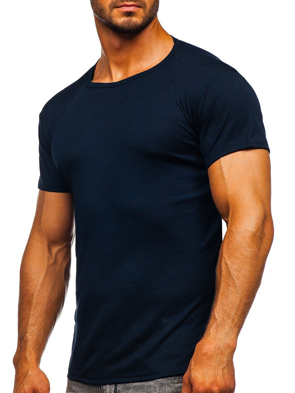 Camiseta de manga corta para hombre sin estampado azul oscuro Bolf NB003