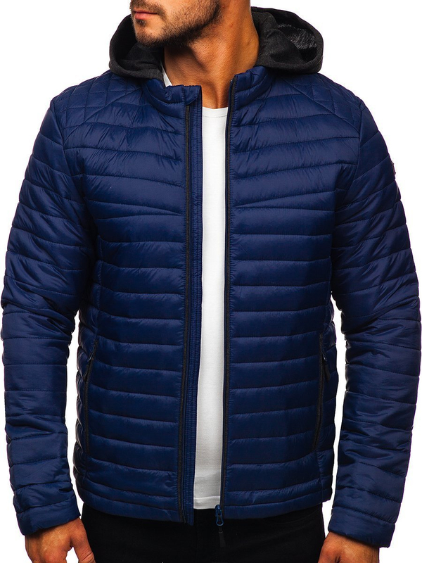 Chaqueta de entretiempo deportiva para hombre azul oscuro Bolf AB031