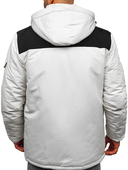 Chaqueta de invierno con capucha para hombre beige claro Bolf 22M322