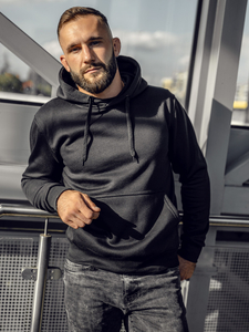 Sudadera de hombre tipo canguro con capucha negra Bolf 2009A4