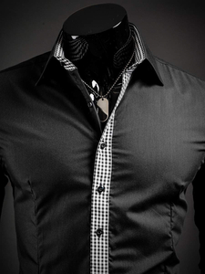 Camisa de hombre elegante de manga larga negra Bolf 0939A
