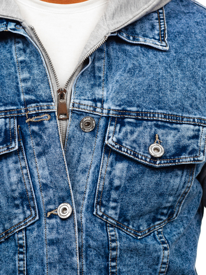 Chaqueta vaquera con capucha para hombre azul Bolf HY1017