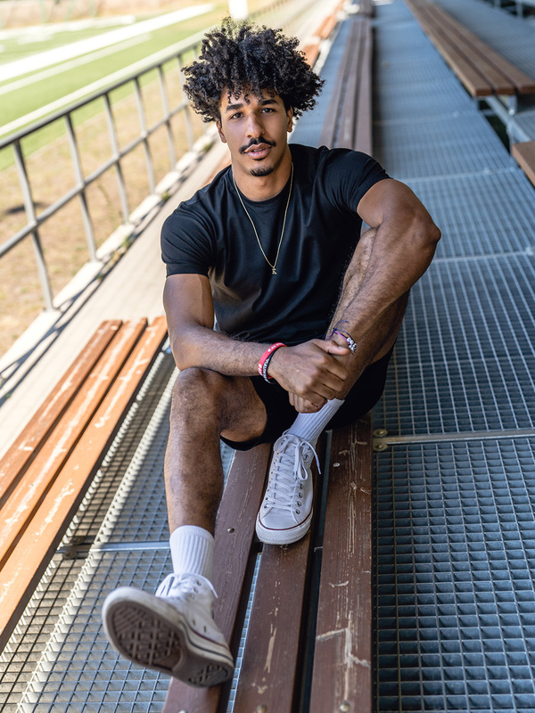 Camiseta de hombre de algodón negra sin estampado Bolf 192397A