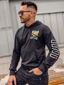 Sudadera con impresión y capucha para hombre negro Bolf HM611A