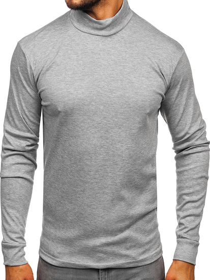 Jersey básico de cuello medio algodón para hombre gris Bolf 534